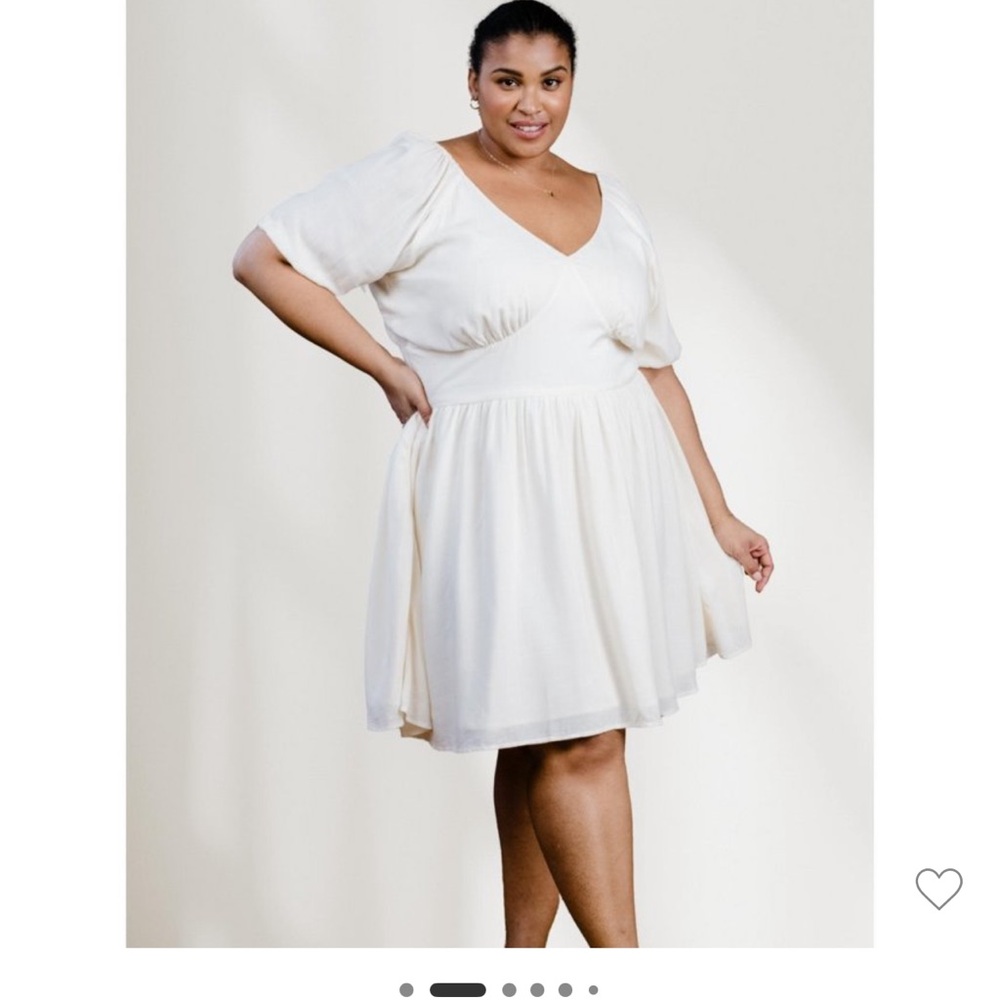 Able White Puff Sleeve A-Line Mini Dress